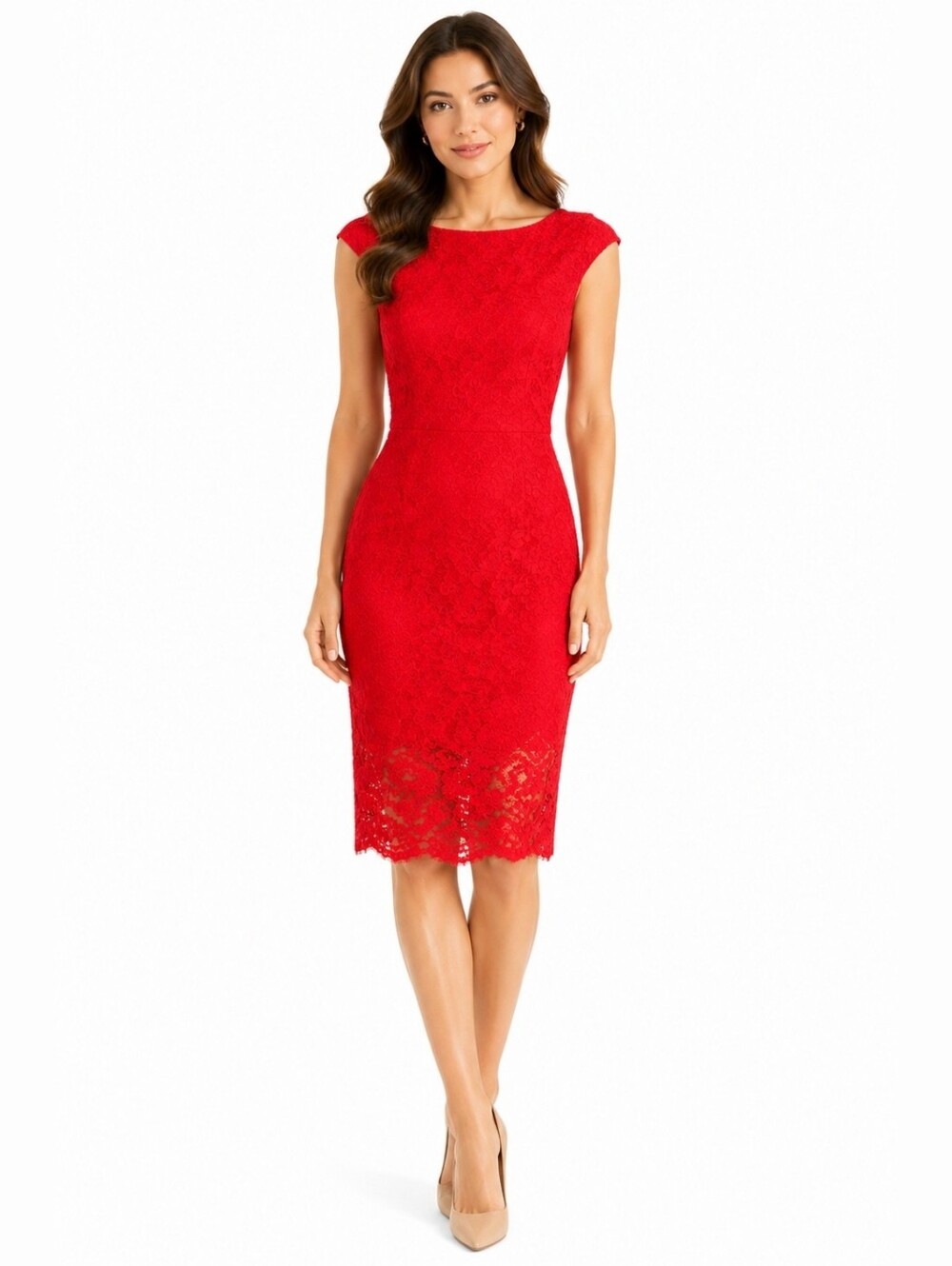Plenty by Tracy Reese Red Lace Midi Dress US8, NWT